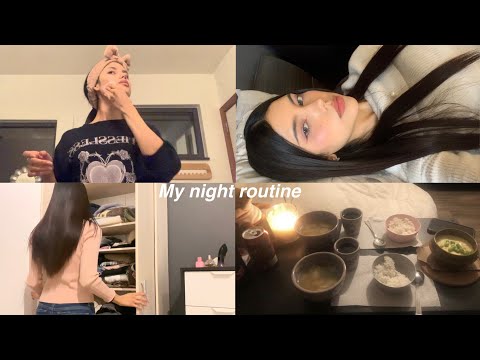My nighttime routine: hair routine, facial contouring massage, skincare, chores...