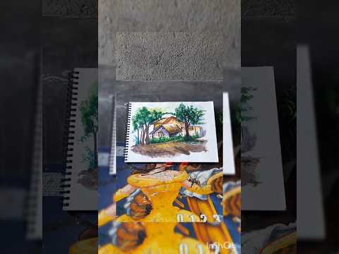 watercolor landscape 🌆।।#watercolorpainting #youtubeshorts #artful canvas