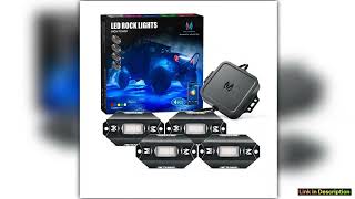 MICTUNING RGBW LED Rock Lights with Bluetooth Controller Timing Function Music Mode C1 4Pods Multic