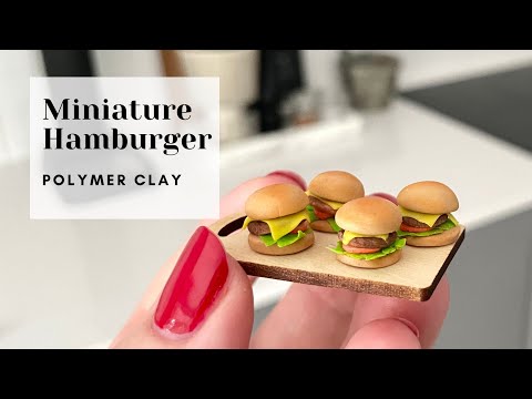 MINIATURE HAMBURGER | Polymer clay | DIY Dollhouse miniature