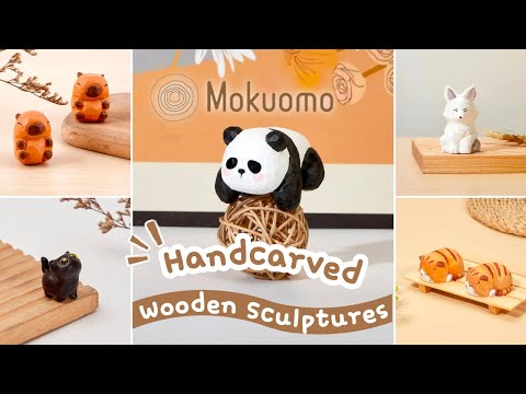 The Art of Wood | Discovering Mokuomo: Handcrafted Wooden Figures & Sculpture Unboxing ✨ Cute & Cozy