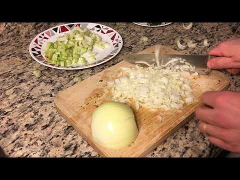 Chop vegetables with a chef's knife