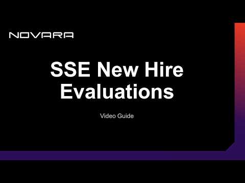 SSE New Hire Evaluations