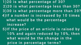 A Few Interesting Problems in Percentage/Math Olympiad/SAT/GRE/GMAT/CAT/CBSE #maths #study  #exam