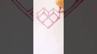 How to draw a Geometric Heart ❤️ Step by Step drawing for kids #shorts #kids