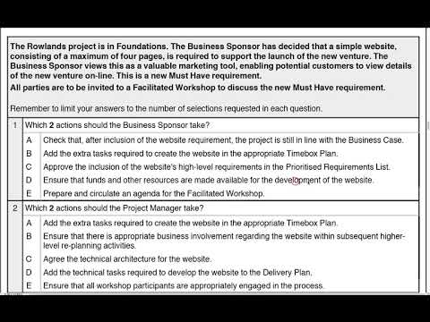 AgilePM v2 Practitioner Practice Paper Q2 Part A