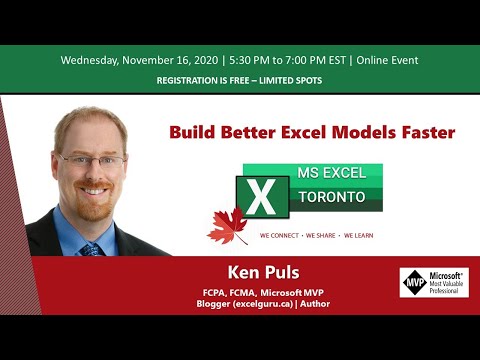 MS Excel Toronto - Build Better Excel Models Faster
