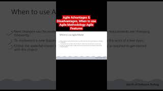 Agile Advantages & Disadvantages, When to use Agile Methodology Agile Features #softwaretesting
