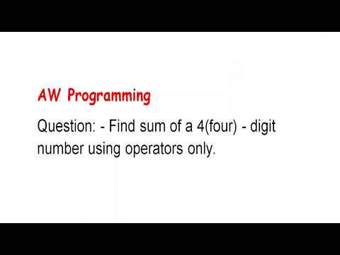 Sum of 4 digit number using operators