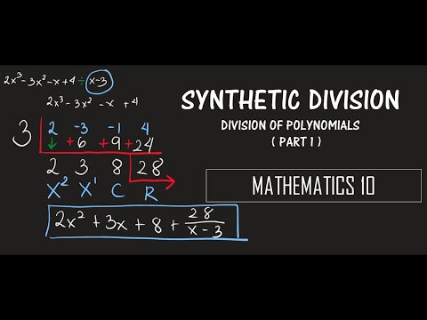 Synthetic Division (Steps and Examples - Part 1 of 2) | MATHEMATICS 10