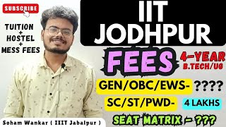 IIT Jodhpur FEES Structure (4 Year - UG/B.Tech) | Tuition+ Hostel+ Mess Fees & Seat Matrix 2025!