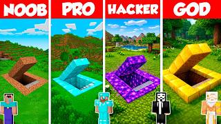 Secret Base Build Battle Challenge - Noob vs Pro vs Hacker vs God - Minecraft Animation