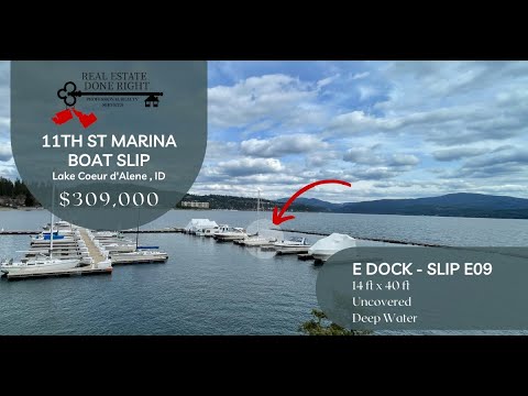 Lake Coeur d’Alene Boat Slip For Sale at 11th Street Marina Next to Tubbs Hill in Coeur d’Alene, ID