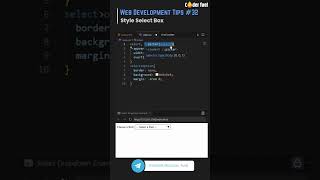 WEB DEVELOPMENT TIPS #32, Style Select Box #WebDevelopment #FrontendDev #CSSTips #HTML5 #SelectBox