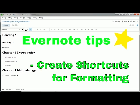 Shortcut for formating texts to heading styles in Evernote with PhraseExpress