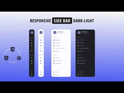 How to create a Responsive Sidebar Menu with Dark/Light Mode Using html, css, &  js