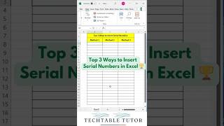 Top 3 Ways to Insert Serial Numbers in Excel ⚡ | Automate Numbering Like a Pro! 🔥 #exceltips