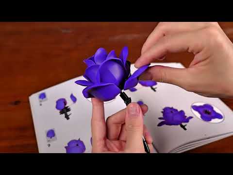 BuildMOC Purple Rose Botanical Building Blocks Set Gothic Decor Artificial Rose Bouquet