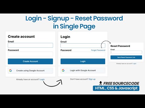 Login, Signup, Reset password using Pure HTML, CSS with Vanilla JavaScript - Codingscape