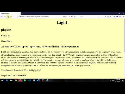 HTML tutorial for beginners 5:  how to change the color of Web Page create HyperLink