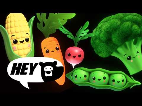 Hey Bear Sensory - Funky Veggies! - Fun Dance Animation with Music- 10 Mins