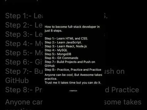 Become a Full-Stack Developer in 8 Simple Steps!#tech #world #india #usa #ai #program #youtubeshorts