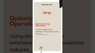 Tip 56 of 100: Optimize String Operations  #coding #codinghacks #programminglanguage #csharp