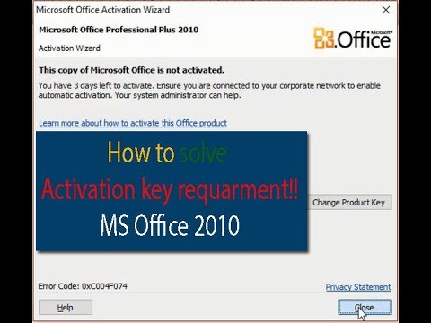 How to solve MS Office 2010 Activation Problem