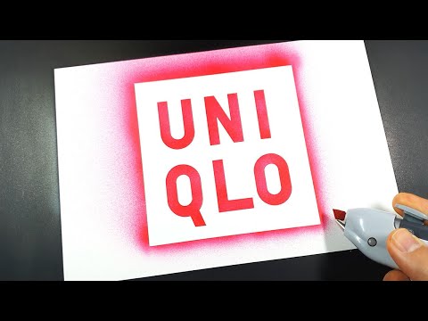 How to draw UNIQLO logo with a stencil | Logo art | Stencil art