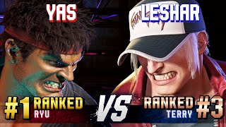 SF6 ▰ YAS (#1 Ranked Ryu) vs LESHAR (#3 Ranked Terry) ▰ High Level Gameplay