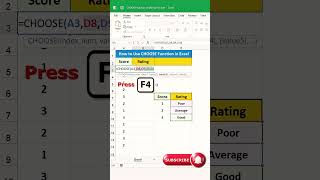 CHOOSE Function in Microsoft Excel #excel #short #excelbasic #excelfunction #exceltips #exceltricks