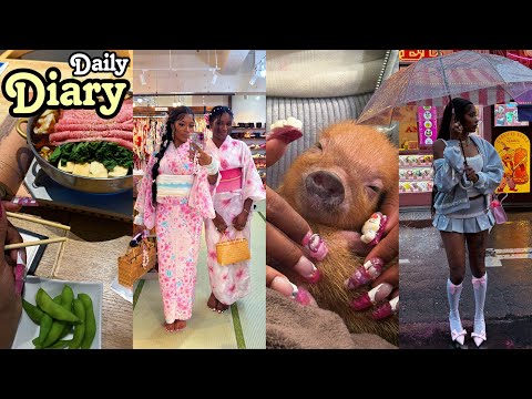 daily diary (in tokyo!) ♡ luxury shopping + mario kart racing + pig cafe + kimono makeover + bars