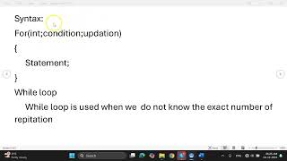 \\ Loops in c (syntax ,with example )