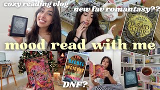 realistic mood reading vlog 📚💛finding a new fav romantasy, dnf + cozy vibes