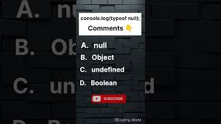 👉 Day 1 JavaScript Quiz | typeof null | #shorts #js #codingworld