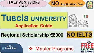 Tuscia University Italy, Admissions 2026, Master| Application Process, No Application Fee, No IELTS