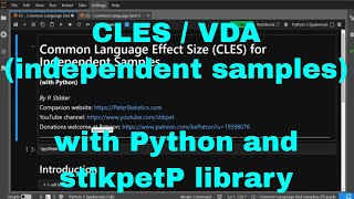 Python - Common Language Effect Size (Ind. Samples) with stikpetP