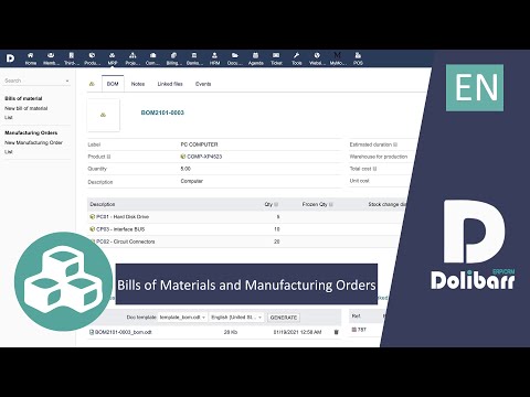Tutorial 9 - EN - Bills of Materials and Manufacturing Orders with Dolibarr ERP CRM (MRP)