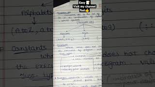 C language (easy notes on character set and constants) #like #trending #coding #shorts #viralvideo