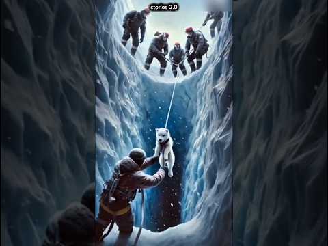 Brave Rescue: Wolf Pup Saved from Icy Crevasse! ❄🐺❤️ #viralstory #shortstory