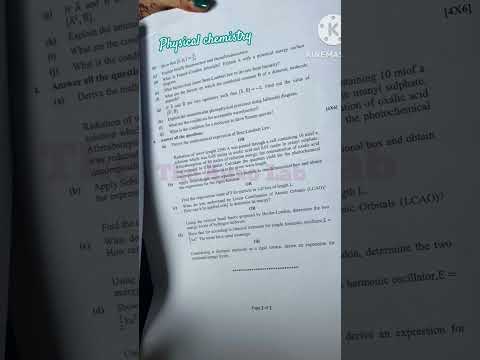 Physical chemistry que 2022 /Bsc 5th sem #sambalpuruniversity #studyinfinland #viral