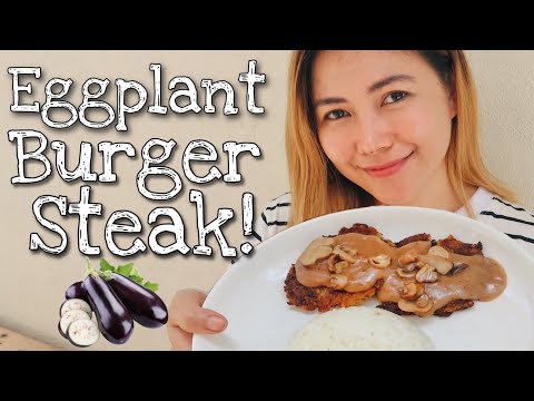 Eggplant Jollibee Burger Steak. Vegetarian Cooking.