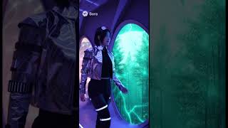 Walking through portals in futuristic fashion