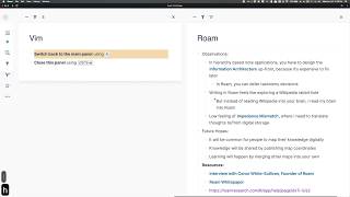 Roam Research - Navigating horizontal css themes Vim style with keyboard (prototype)