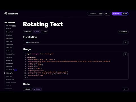 Next JS and React bits Implementation/Setup (2025). Rotating Text