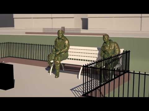 3D Animation of Sculpture in Bexley of Alcock and Brown Air Pioneers