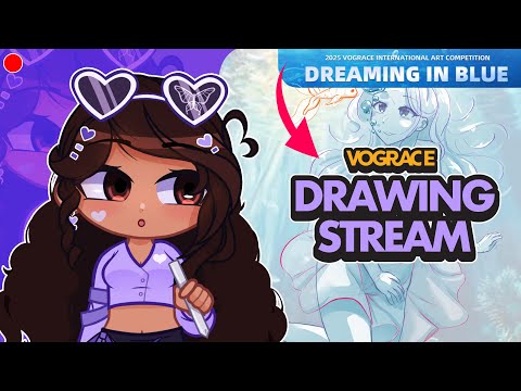 🔴 Continuing my "DREAMING IN BLUE" Artwork! || Chill Drawing Stream [NO TALKING]