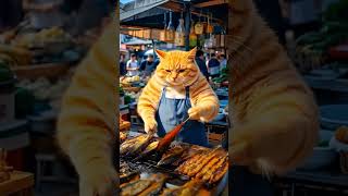 barbecue de poisson  #aicat #cat #cuteanimals #artificialintelligence #funny #aicontent #animals #ai