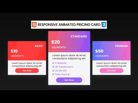 Animated Pricing Card Using HTML & CSS | devRasen | Design Complete Responsive Animated Pricing Card