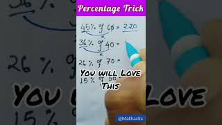 Percentage Trick | Calculate Percentage Fast | #shorts, #mathhacks #math